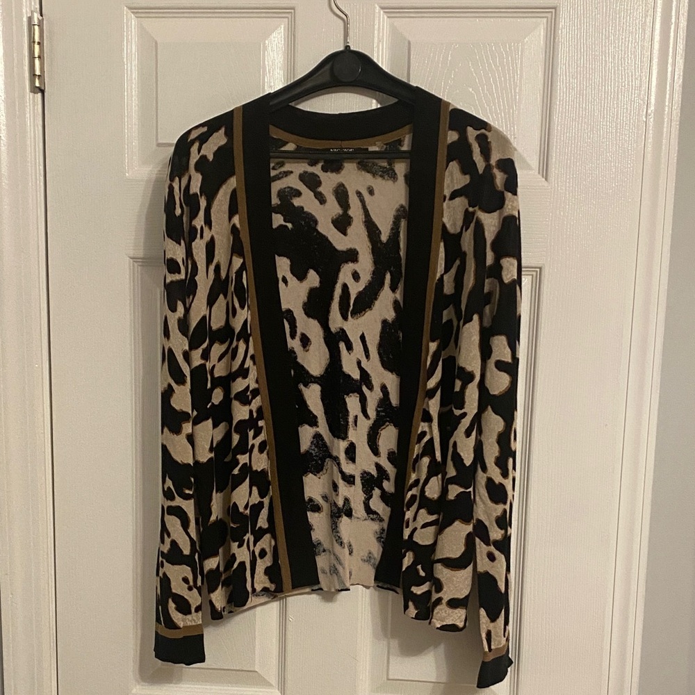NIC+ZOE Black and Cream Animal Print Cardigan